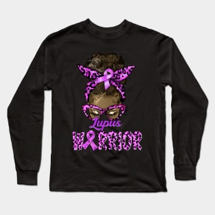 Lupus Warrior Afro Black African Messy Bun Leopard Long Sleeve T-Shirt